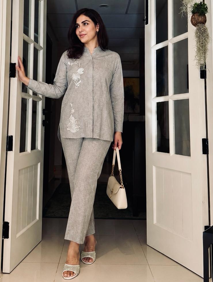 Linen Bloom — Pure Irish Linen Coord Set with Embroidery